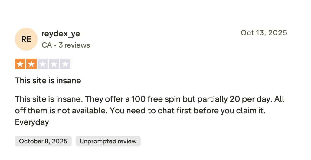 VinciSpin Casino Trustpilot Bonusangebote Kritik Freispiele 100 Spins Kanadischer Spieler